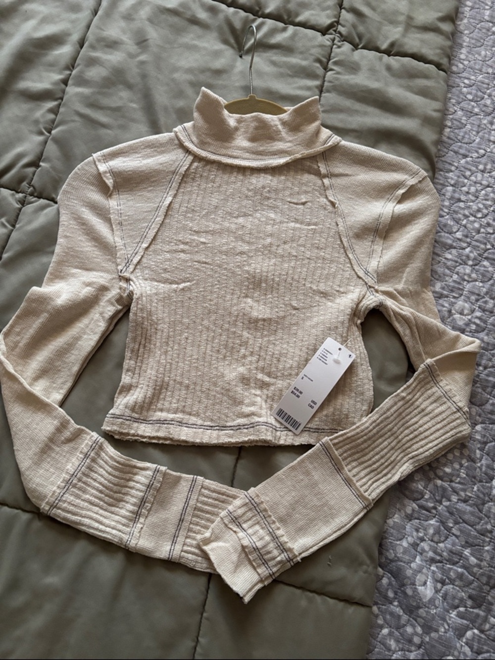 Urban Outfitters BDG beige thin turtleneck with ribbed detailing